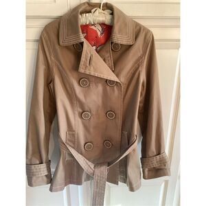 Boden Khaki Button Down Trench Coat Sz 8 Belted